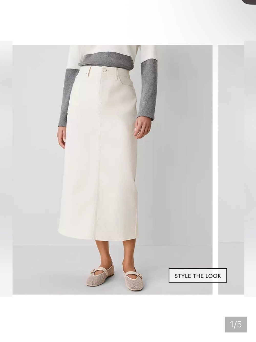 Ann Taylor cream weekend collection column Midi maxi A-Line Skirt denim 2
